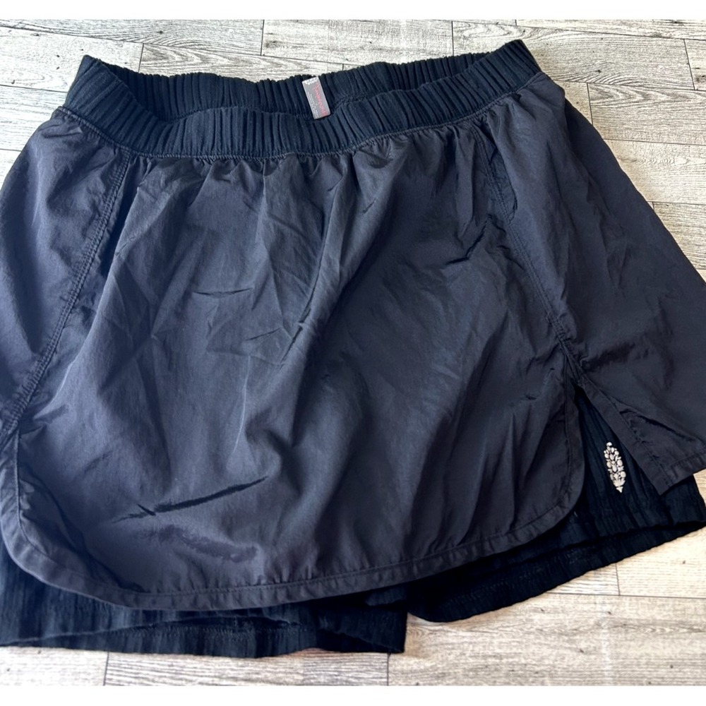 FP Free People Movement Daisy Woven Black Athletic Ribbed Skort Tennis Skirt LG